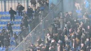Wisła Kraków - Cracovia Kraków trouble in away sector with riot police 10.12.2016