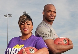Adrian Peterson With His Mother Bonita Peterson