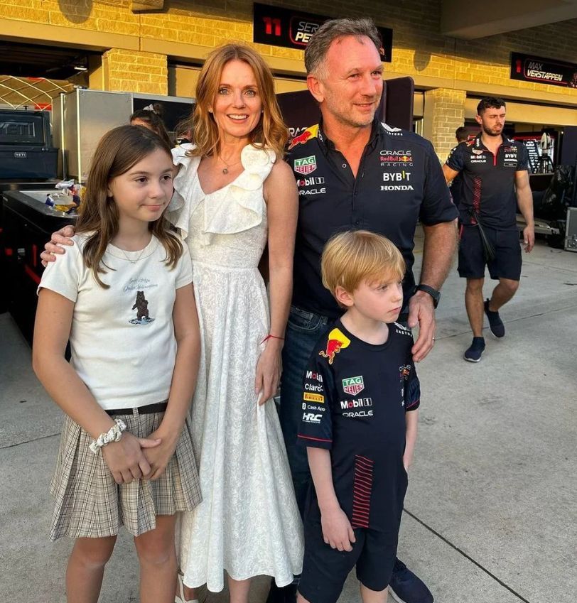 Christian Horner With His Wife Geri Halliwell And Kids