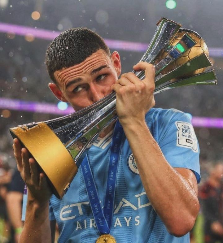 Phil Foden Celebrating His Win While Playing For Manchester City